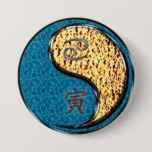 Cancer & Fire Tiger 7.5 Cm Round Badge