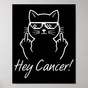 Cancer FU Cancer Funny Cat Breast Cancer Awareness Poster