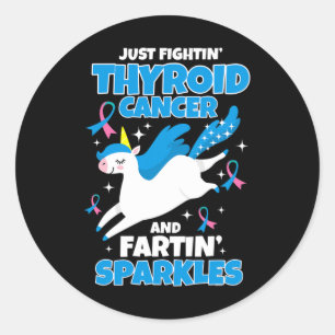 Cancer Fun Unicorn Farting Sparkles Classic Round Sticker