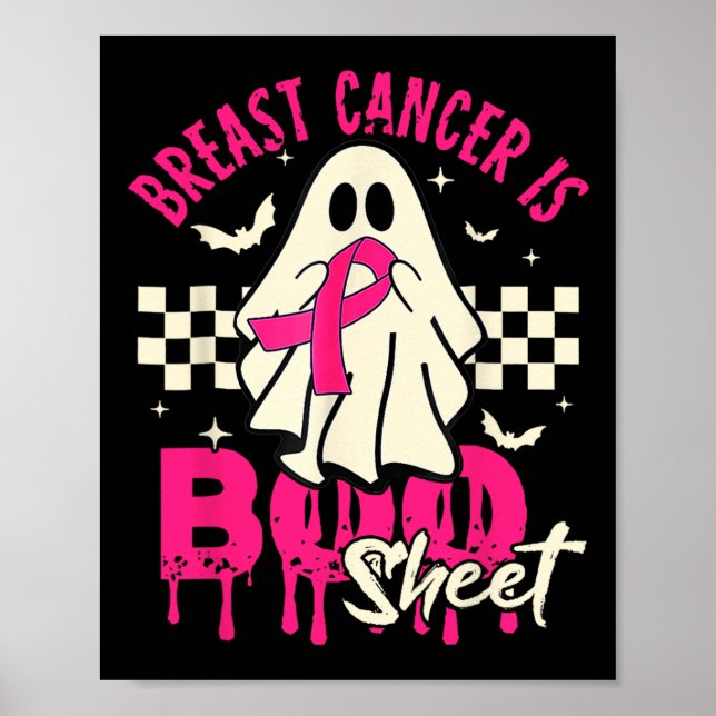 Cancer Ghost Halloween Breast Cancer Awareness  Poster (Front)