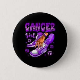 Cancer Girl Birthday Black Women Sneakers Zodiac S 6 Cm Round Badge