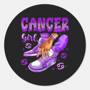 Cancer Girl Birthday Black Women Sneakers Zodiac S Classic Round Sticker