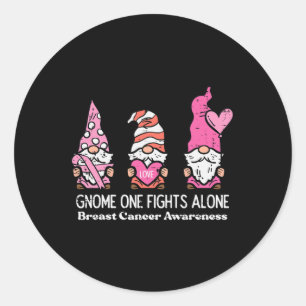 Cancer Gnome One Fights Alone Awareness Women Men Classic Round Sticker