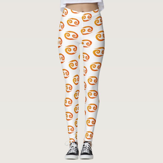 Cancer Golden Zodiac Sign Golden Symbol Leggings (Front)