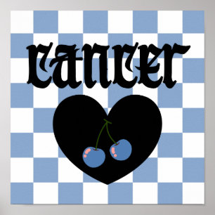 Cancer Gothic Aesthetic Chequered Cherry Art Poster