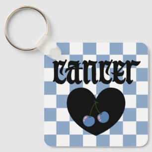Cancer Gothic Aesthetic Chequered Cherry Design Key Ring