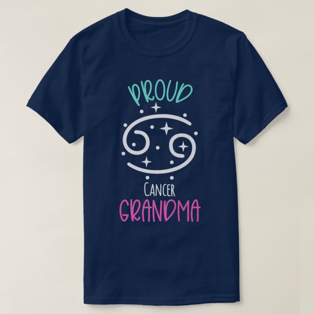 Cancer Grandma Proud Grandma Zodiac Symbol Blessed T-Shirt (Design Front)