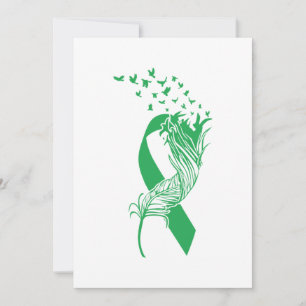 Cancer Green Ribbon Feather Birds Save The Date