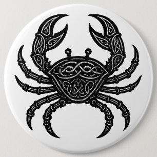Cancer — Haunted Ink Zodiac Crab 6 Cm Round Badge