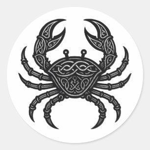 Cancer — Haunted Ink Zodiac Crab Classic Round Sticker