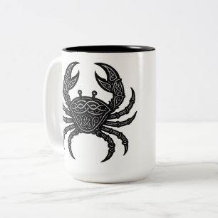 Cancer — Haunted Ink Zodiac Crab Two-Tone Coffee Mug