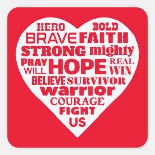 CANCER HEART - WHITE - ENCOURAGING Stickers