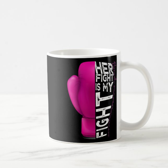 Cancer Her Fight Is My Fight Pink Boxing Glove  Coffee Mug (Right)