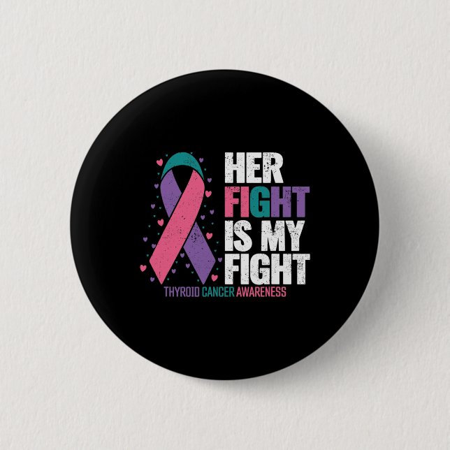 Cancer Her Fight My Fight Thyroid Cancer Awareness 6 Cm Round Badge (Front)