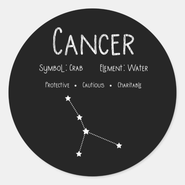 Cancer Horoscope Astrology Star Sign Birthday Gift Classic Round Sticker (Front)