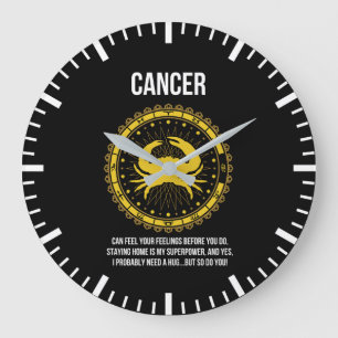 Cancer - Horoscope, Funny Zodiac Sign Humour Large Clock