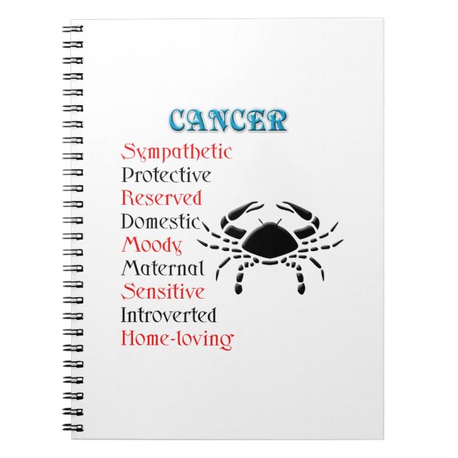 Cancer Horoscope Zodiac Sign Notebook (Front)
