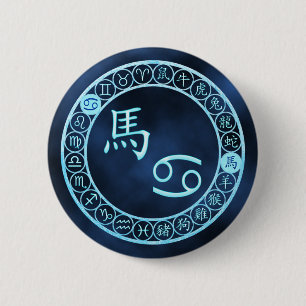 Cancer/Horse 6 Cm Round Badge