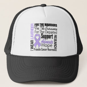 CANCER I Wear Lavender Ribbon TRIBUTE Trucker Hat