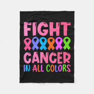 Cancer In All Colour Ribbon Breast Cancer Awarenes Fleece Blanket
