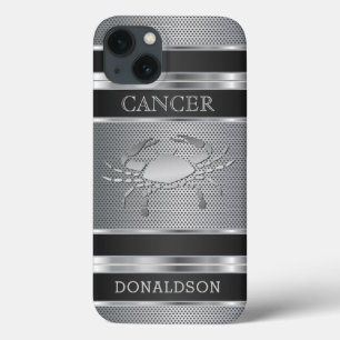 Cancer ♋ in Black and Silver Mesh iPhone 13 Case