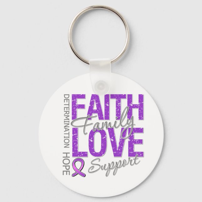 Cancer Inspiring Slogan Collage Pancreatic Cancer Key Ring (Front)
