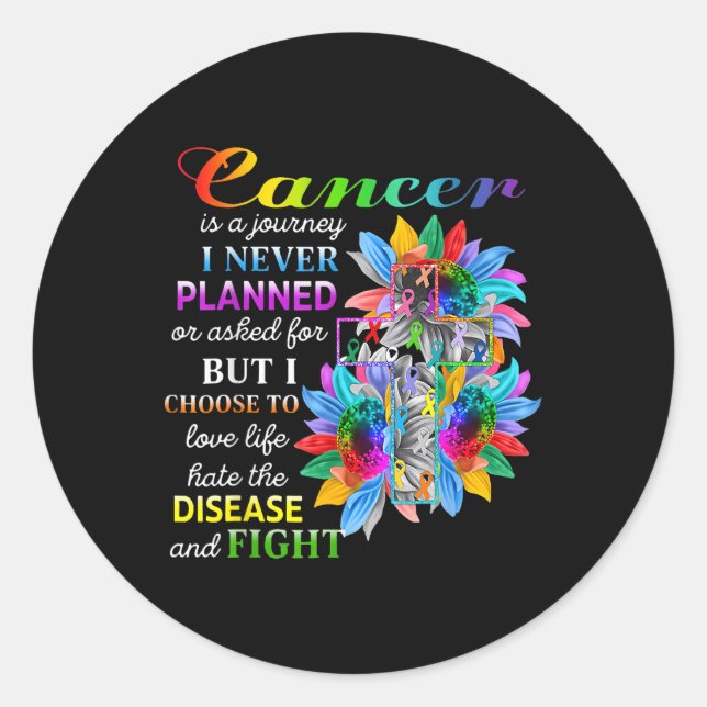 Cancer Is A Journey Cancer Awareness Flowers For M Classic Round Sticker (Front)