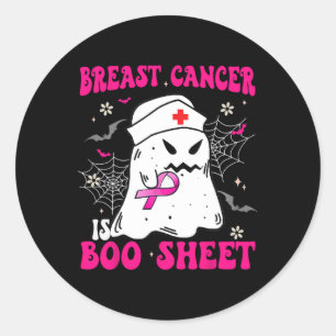 Cancer Is Boo Sheet Groovy Pink Spooky For Mum Wom Classic Round Sticker