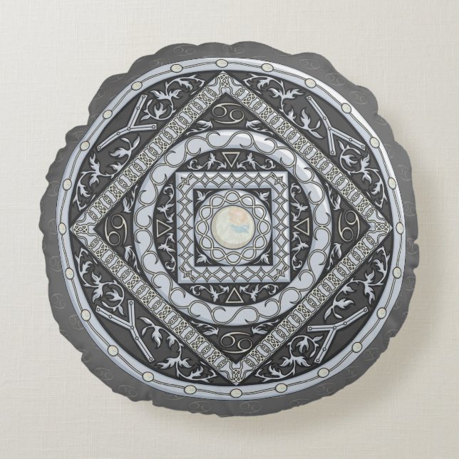 Cancer Mandala Round Pillow (Front)