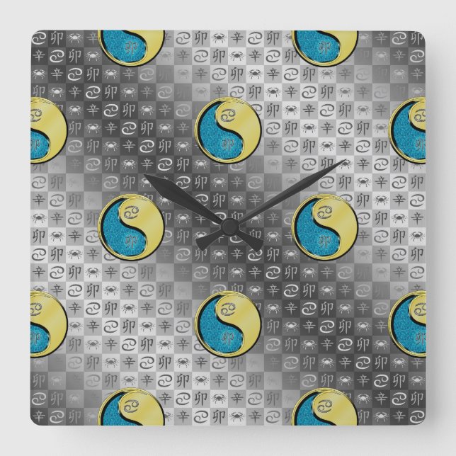 Cancer & Metal Rabbit Square Wall Clock (Front)