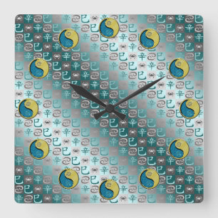 Cancer & Metal Snake Square Wall Clock