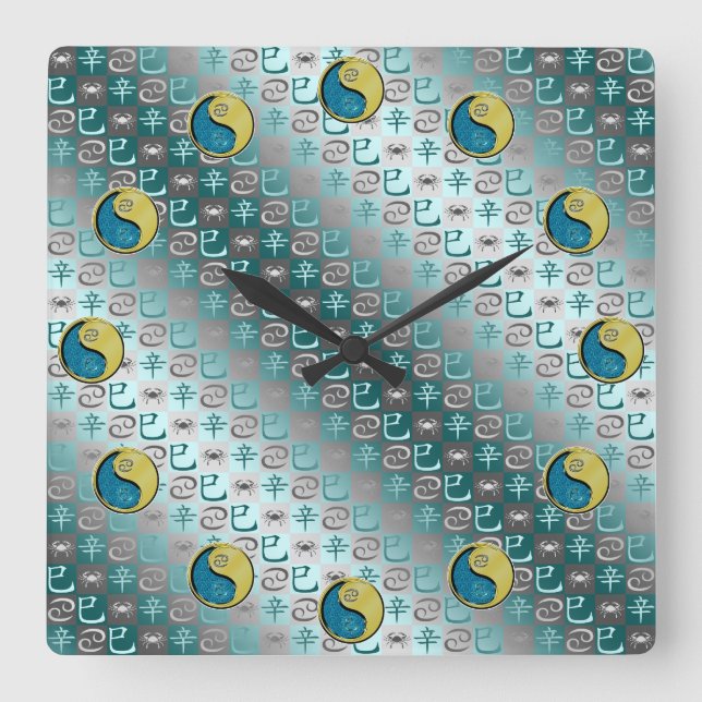 Cancer & Metal Snake Square Wall Clock (Front)