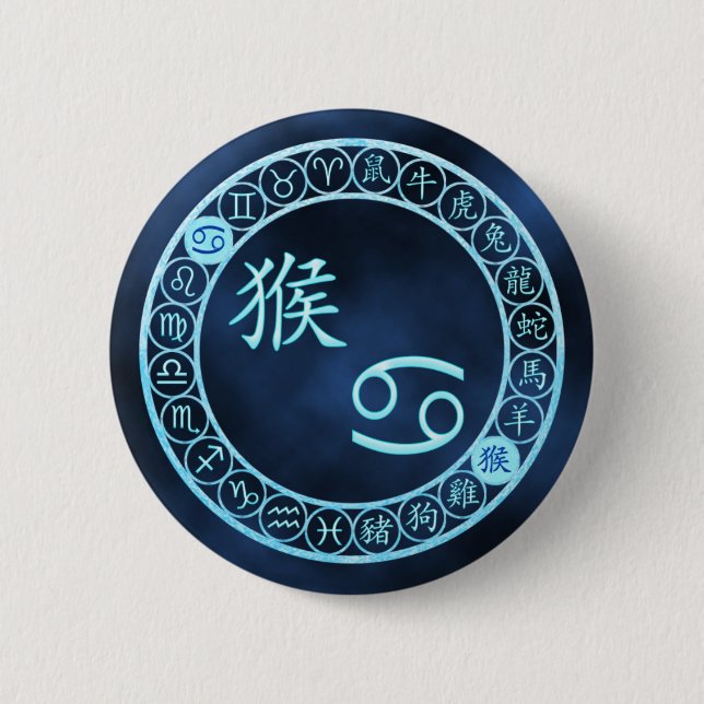 Cancer/Monkey 6 Cm Round Badge (Front)