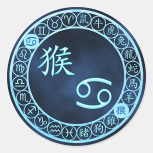 Cancer/Monkey Classic Round Sticker