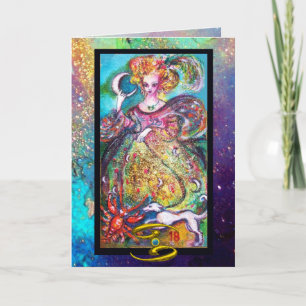 CANCER,MOON LADY,TAROT ASTROLOGY ZODIAC BIRTHDAY CARD