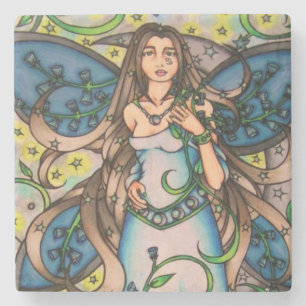 Cancer MoonChild Fairy Goddess Stone Coaster