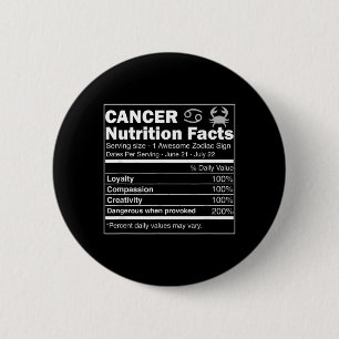 Cancer Nutrition Facts Astrology Zodiac Sign 6 Cm Round Badge