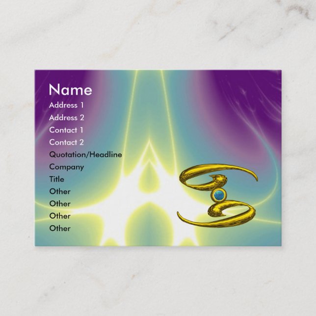 CANCER ,opale yellow  blue purple Business Card (Front)