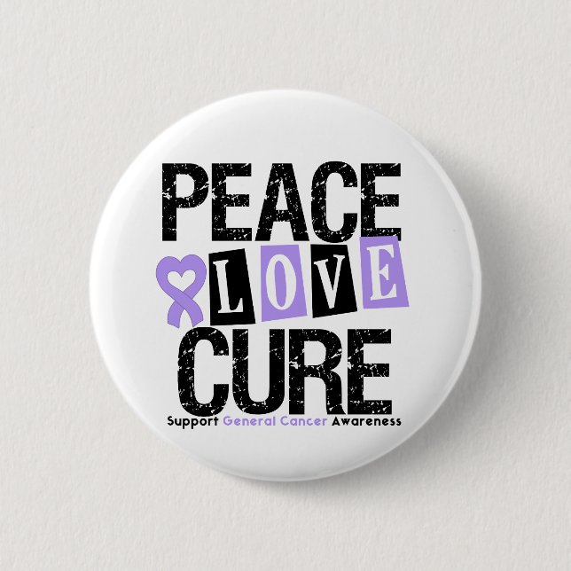 Cancer Peace Love Cure 6 Cm Round Badge (Front)