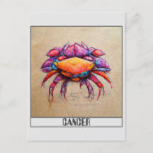 Cancer pencil colourful doodle art Postcard