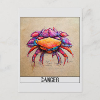 Cancer pencil colourful doodle art Postcard