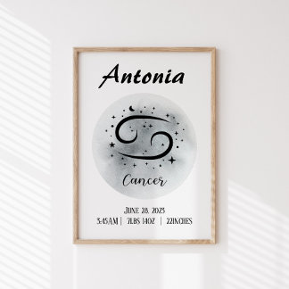 Cancer Personalised Zodiac Custom name Poster