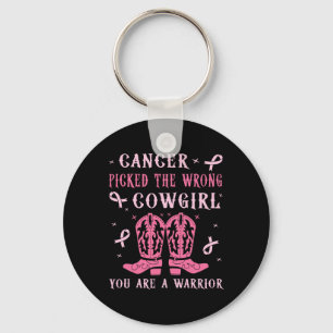 Cancer Picked The Wrong Cowgirl Key Ring