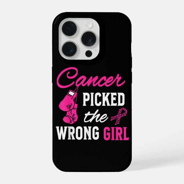 Cancer Picked the Wrong Girl Awareness iPhone Case (Back)