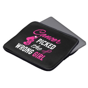 Cancer Picked the Wrong Girl Awareness Laptop Sleeve