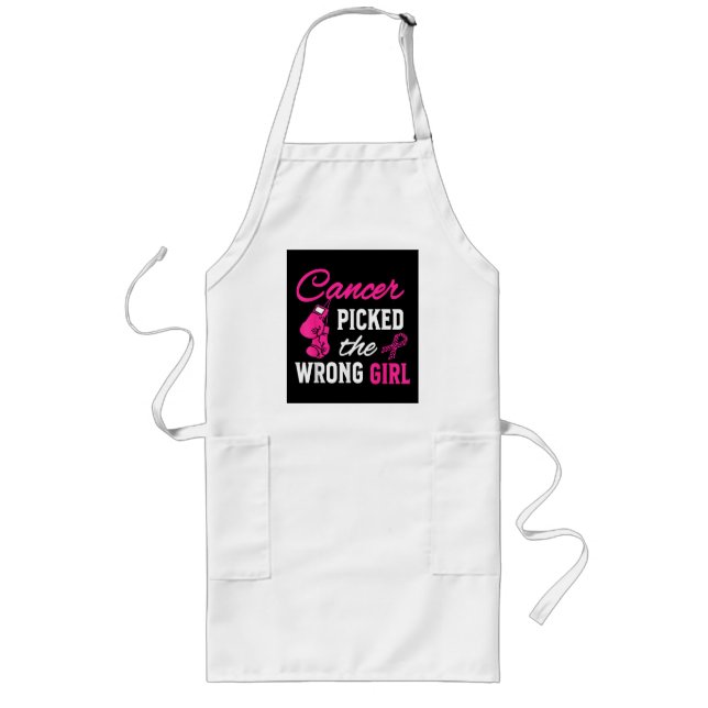 Cancer Picked the Wrong Girl Awareness Long Apron (Front)