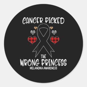 Cancer Picked The Wrong Princess Melanoma Awarenes Classic Round Sticker