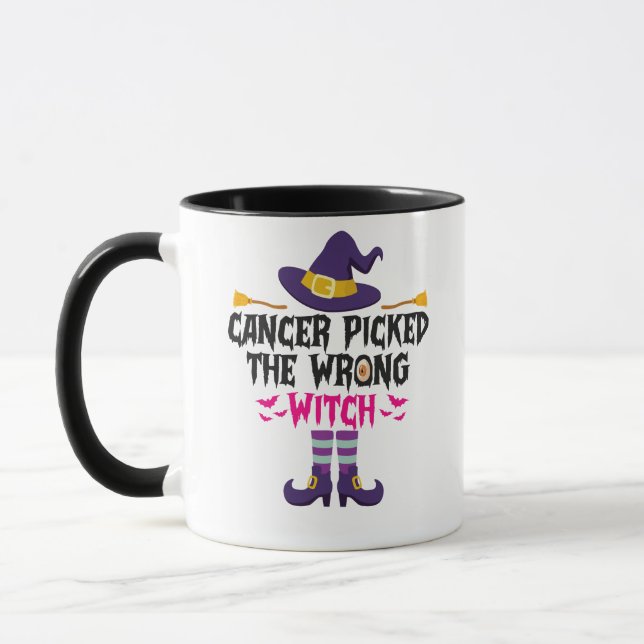 Cancer Picked The Wrong Witch Funny Halloween Gift Mug (Left)