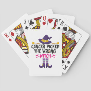 Cancer Picked The Wrong Witch Funny Halloween Gift Playing Cards