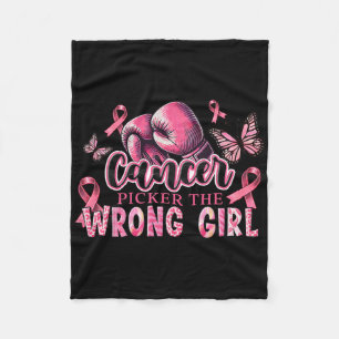 Cancer Picker The Wrong Girl Pink Boxing Glove Bre Fleece Blanket